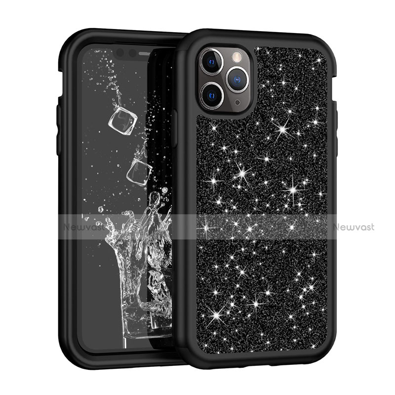 Silicone Matte Finish and Plastic Back Cover Case 360 Degrees Bling-Bling for Apple iPhone 11 Pro Black