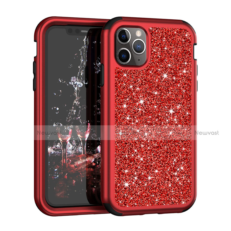 Silicone Matte Finish and Plastic Back Cover Case 360 Degrees Bling-Bling for Apple iPhone 11 Pro Max