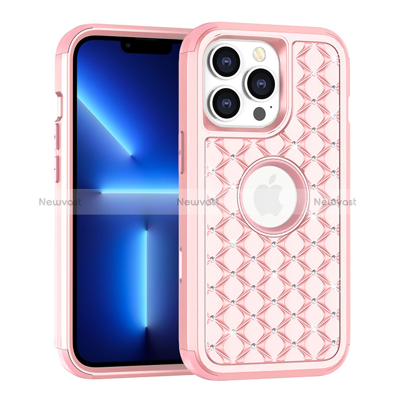 Silicone Matte Finish and Plastic Back Cover Case 360 Degrees Bling-Bling for Apple iPhone 13 Pro