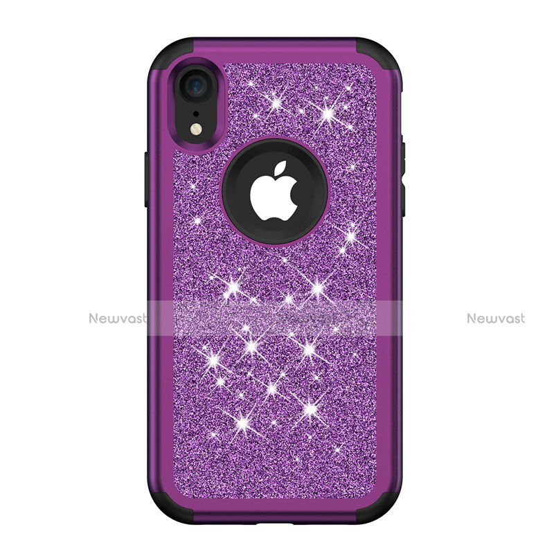 Silicone Matte Finish and Plastic Back Cover Case 360 Degrees Bling-Bling for Apple iPhone XR