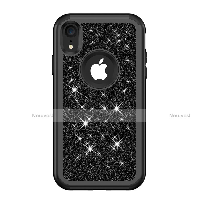 Silicone Matte Finish and Plastic Back Cover Case 360 Degrees Bling-Bling for Apple iPhone XR