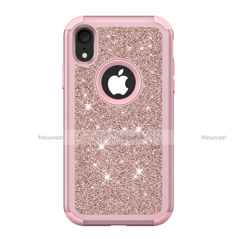 Silicone Matte Finish and Plastic Back Cover Case 360 Degrees Bling-Bling for Apple iPhone XR