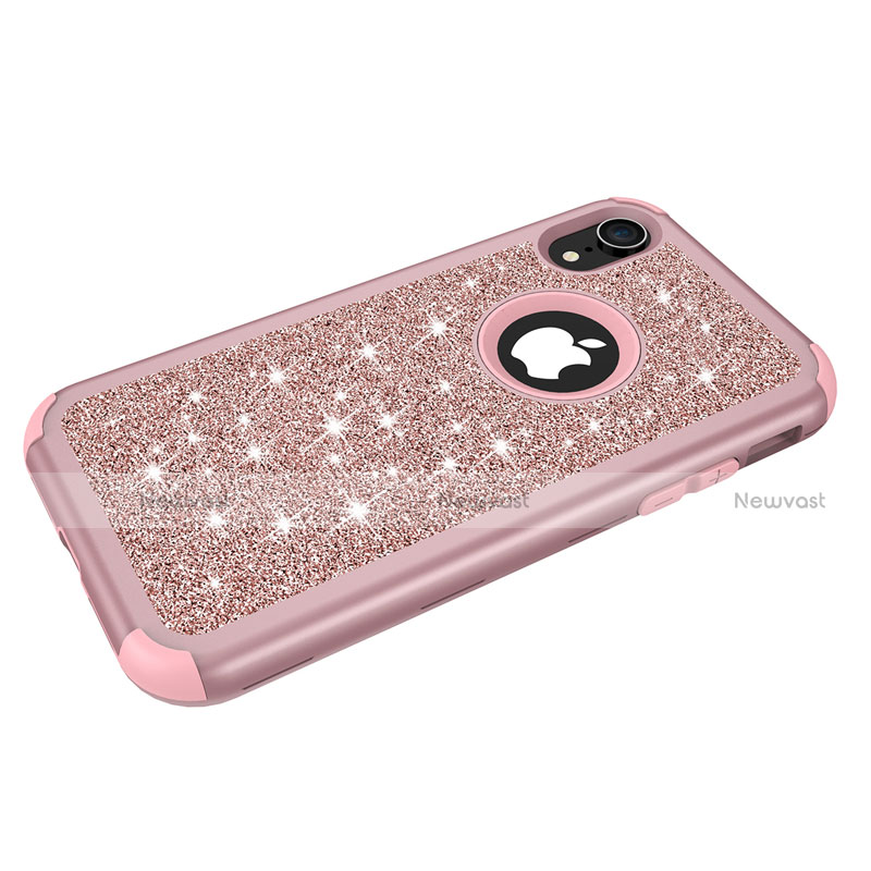 Silicone Matte Finish and Plastic Back Cover Case 360 Degrees Bling-Bling for Apple iPhone XR