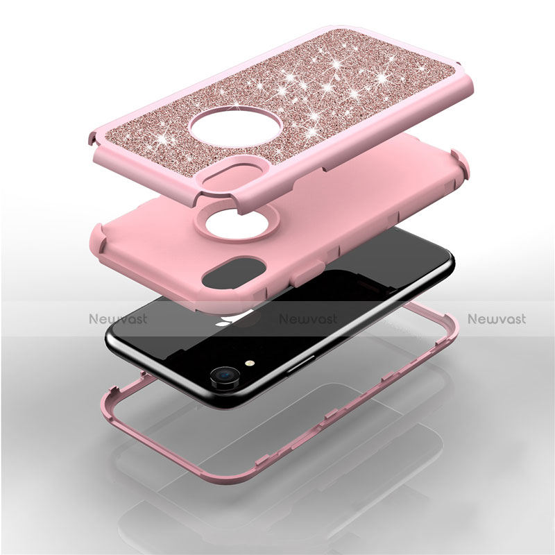 Silicone Matte Finish and Plastic Back Cover Case 360 Degrees Bling-Bling for Apple iPhone XR