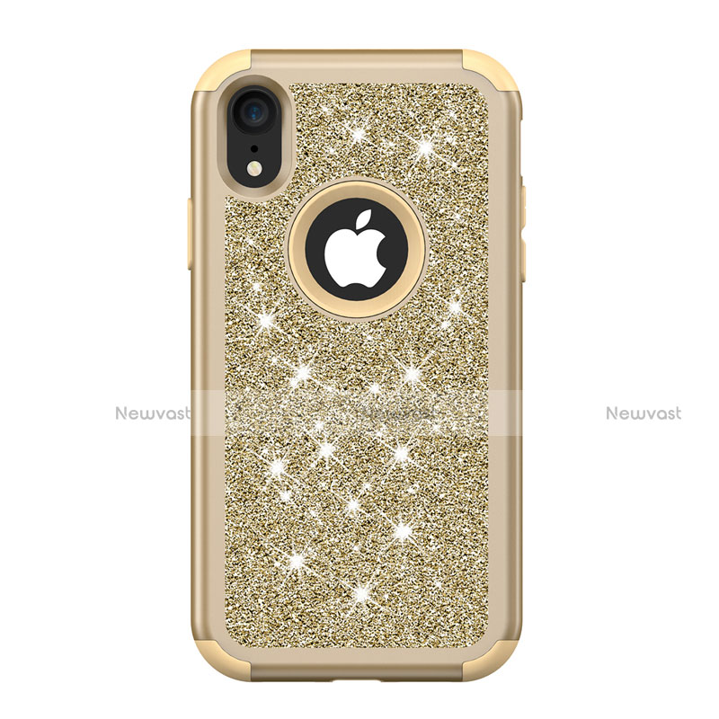 Silicone Matte Finish and Plastic Back Cover Case 360 Degrees Bling-Bling for Apple iPhone XR Mixed