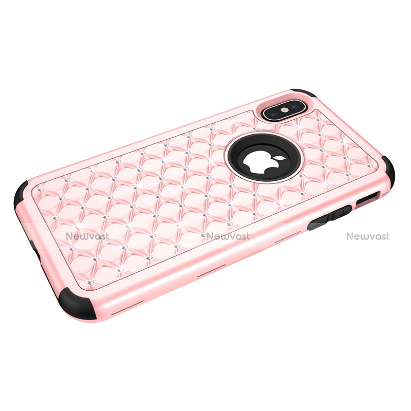 Silicone Matte Finish and Plastic Back Cover Case 360 Degrees Bling-Bling for Apple iPhone Xs Max