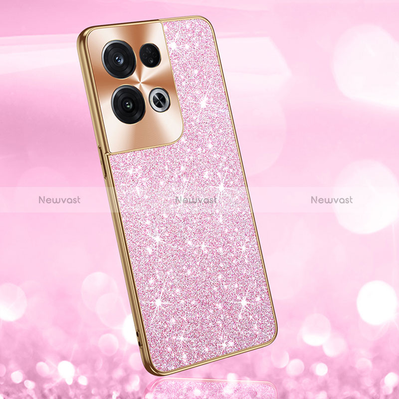 Silicone Matte Finish and Plastic Back Cover Case 360 Degrees Bling-Bling for Oppo Reno8 Pro 5G