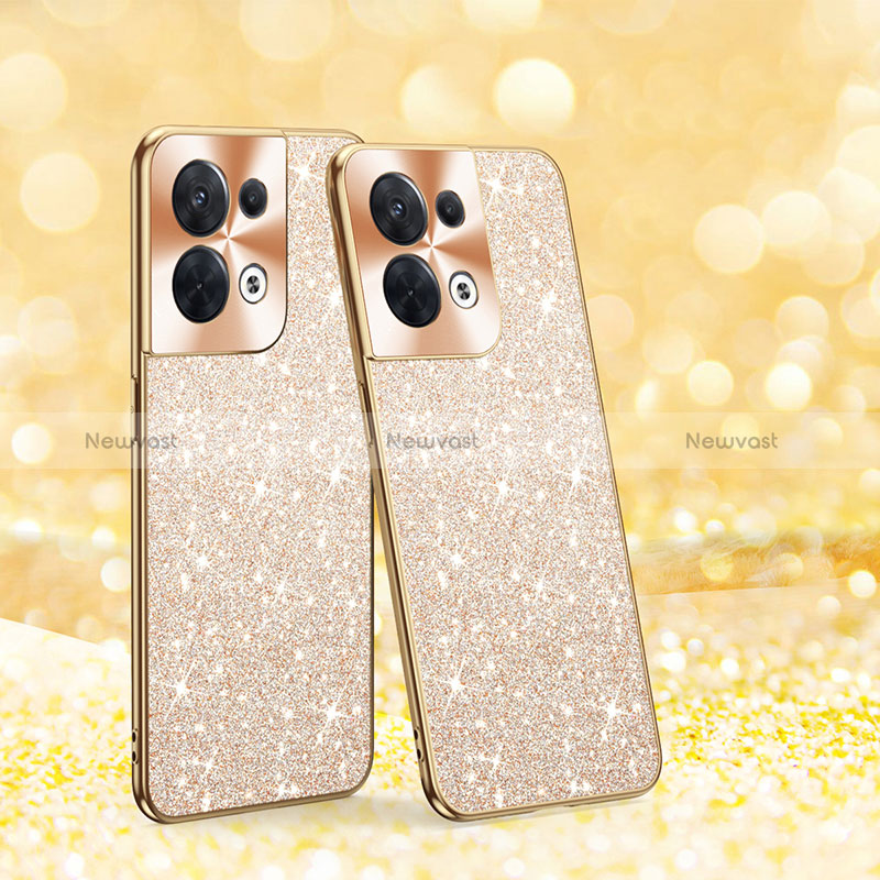Silicone Matte Finish and Plastic Back Cover Case 360 Degrees Bling-Bling for Oppo Reno9 5G