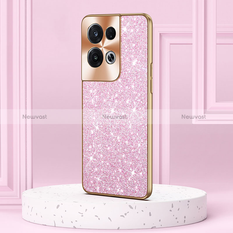 Silicone Matte Finish and Plastic Back Cover Case 360 Degrees Bling-Bling for Oppo Reno9 Pro 5G