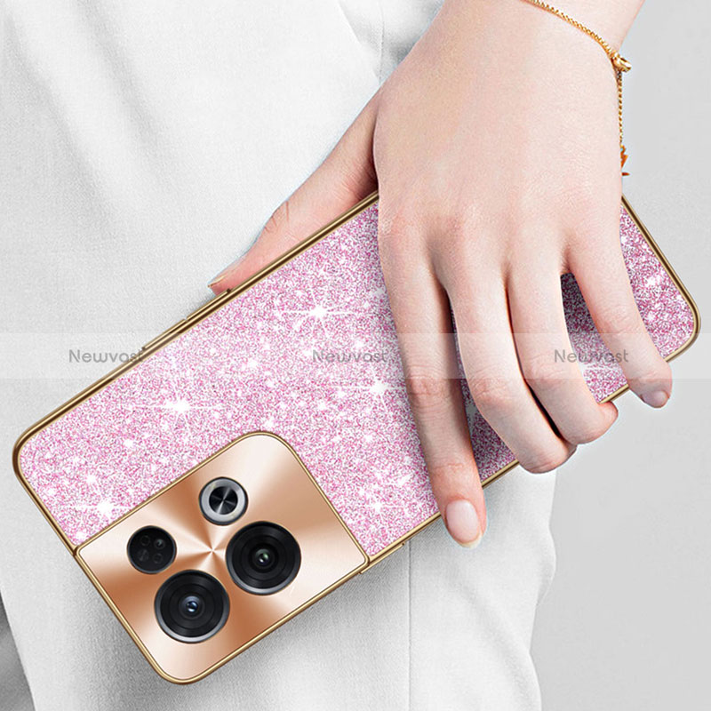 Silicone Matte Finish and Plastic Back Cover Case 360 Degrees Bling-Bling for Oppo Reno9 Pro 5G