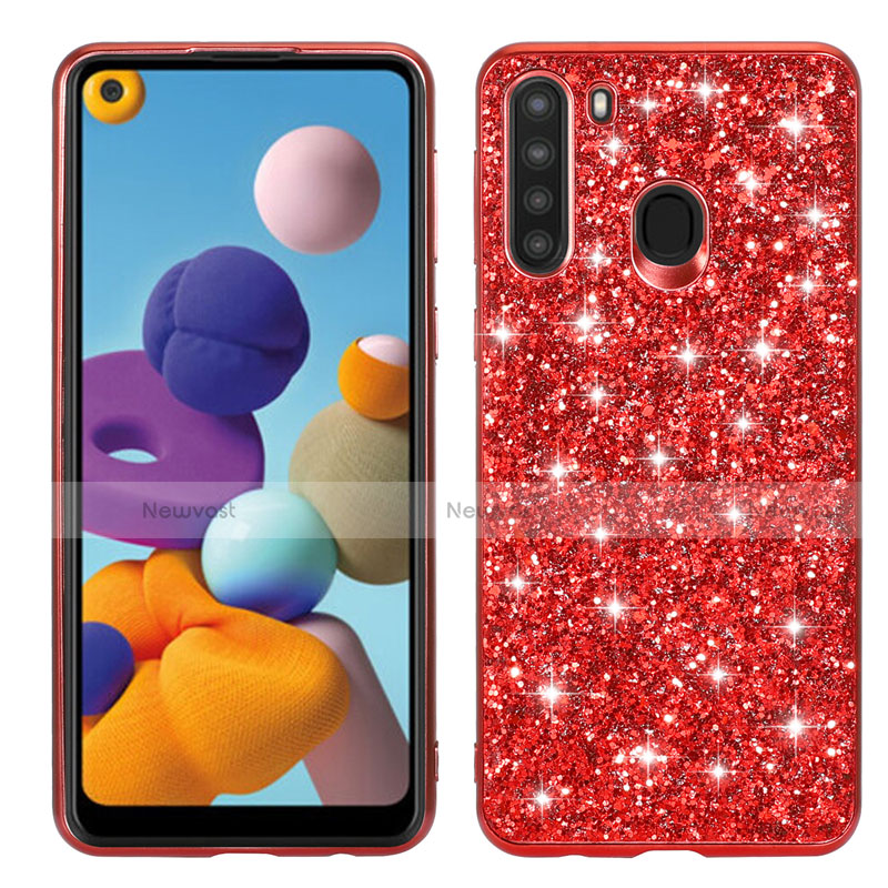 Silicone Matte Finish and Plastic Back Cover Case 360 Degrees Bling-Bling for Samsung Galaxy A21