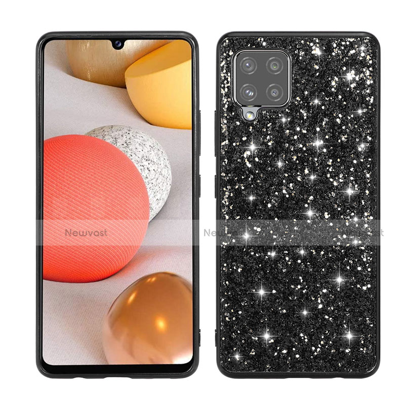 Silicone Matte Finish and Plastic Back Cover Case 360 Degrees Bling-Bling for Samsung Galaxy A42 5G Black