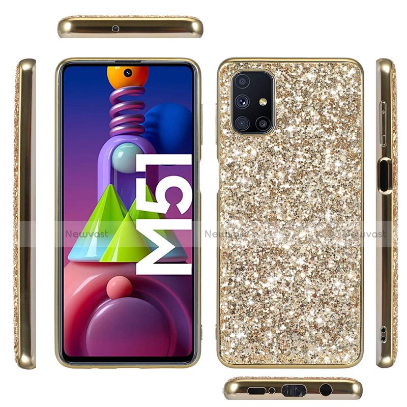 Silicone Matte Finish and Plastic Back Cover Case 360 Degrees Bling-Bling for Samsung Galaxy M51