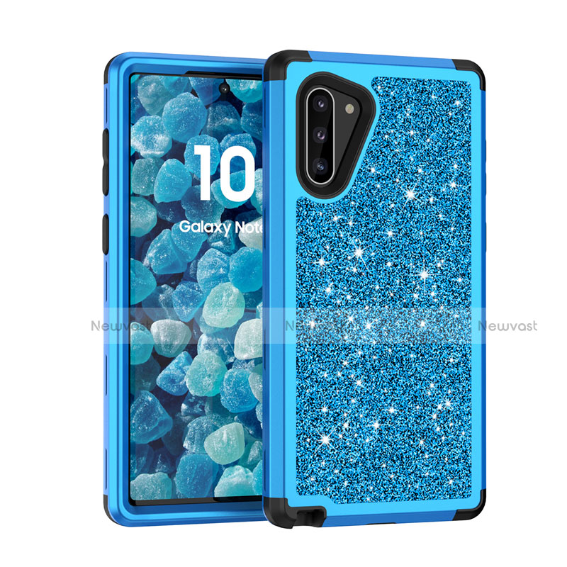 Silicone Matte Finish and Plastic Back Cover Case 360 Degrees Bling-Bling for Samsung Galaxy Note 10