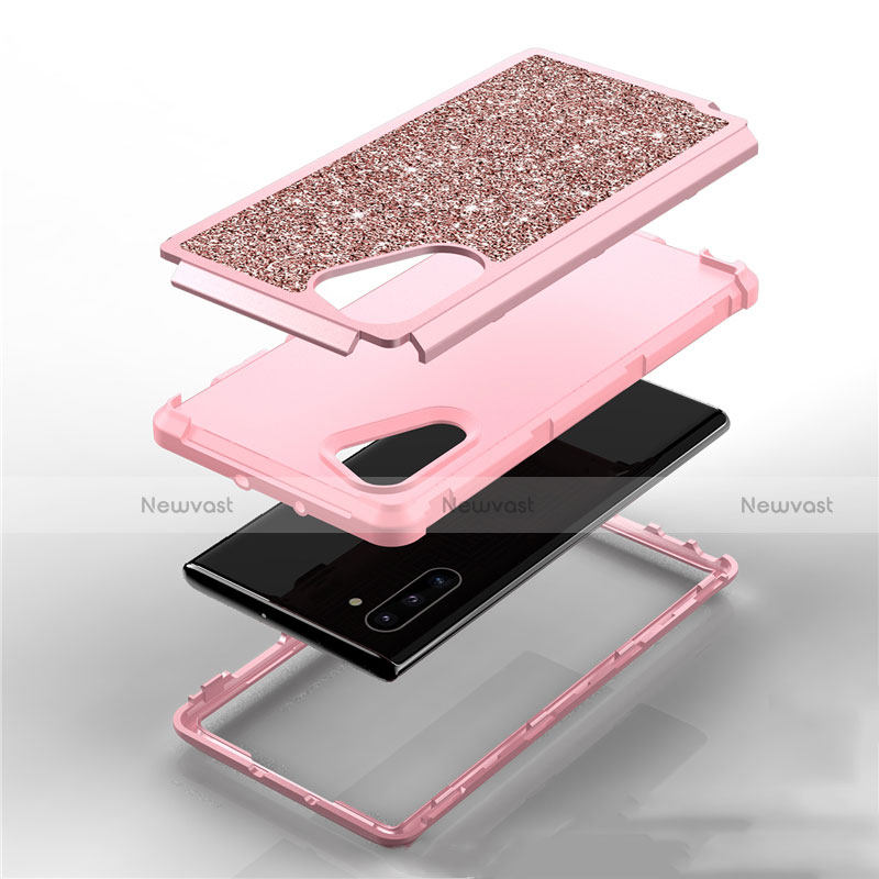 Silicone Matte Finish and Plastic Back Cover Case 360 Degrees Bling-Bling for Samsung Galaxy Note 10 5G