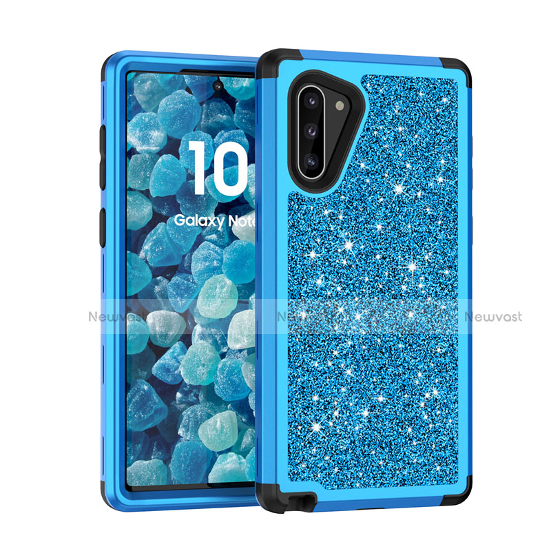 Silicone Matte Finish and Plastic Back Cover Case 360 Degrees Bling-Bling for Samsung Galaxy Note 10 5G