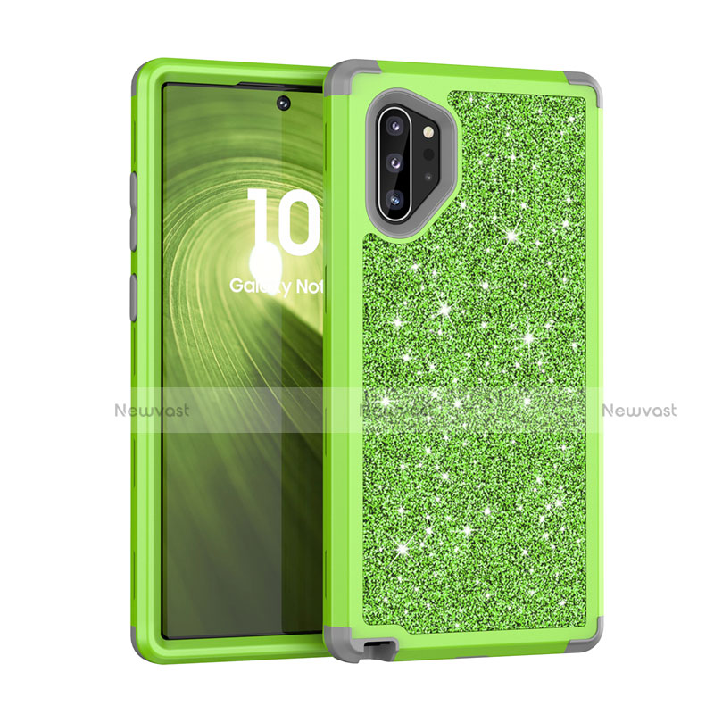 Silicone Matte Finish and Plastic Back Cover Case 360 Degrees Bling-Bling for Samsung Galaxy Note 10 Plus 5G