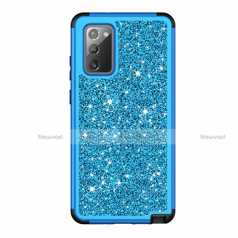 Silicone Matte Finish and Plastic Back Cover Case 360 Degrees Bling-Bling for Samsung Galaxy Note 20 5G