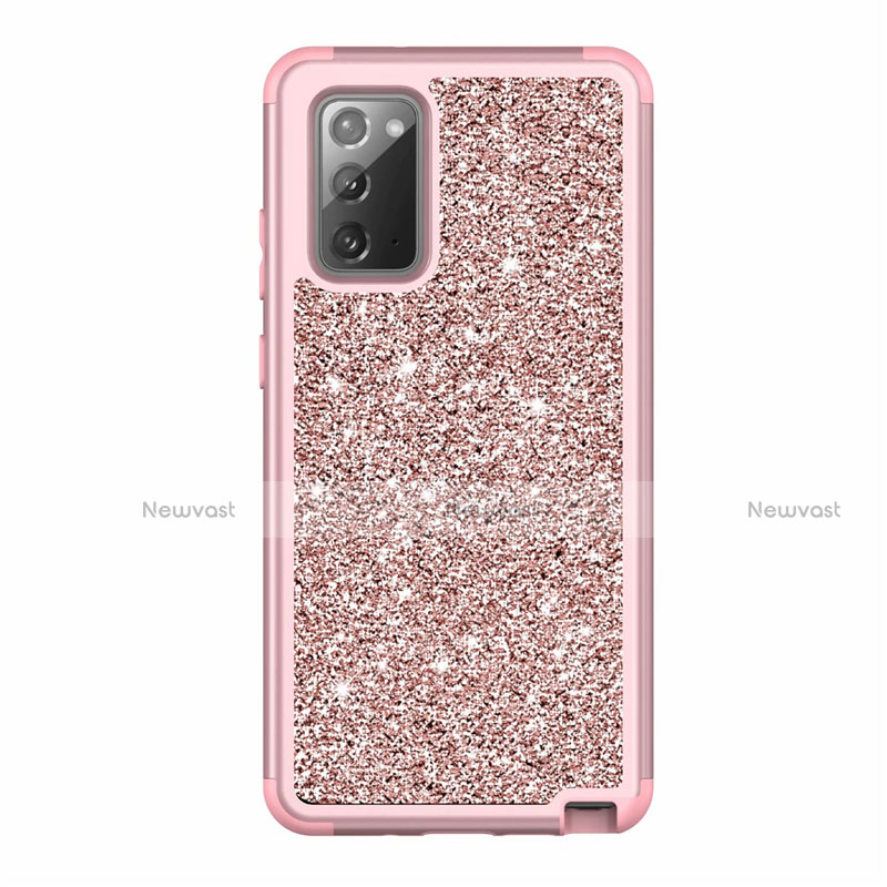 Silicone Matte Finish and Plastic Back Cover Case 360 Degrees Bling-Bling for Samsung Galaxy Note 20 5G