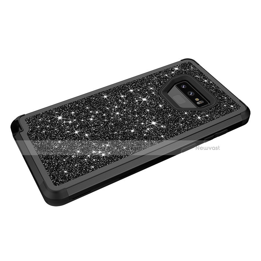 Silicone Matte Finish and Plastic Back Cover Case 360 Degrees Bling-Bling for Samsung Galaxy Note 9