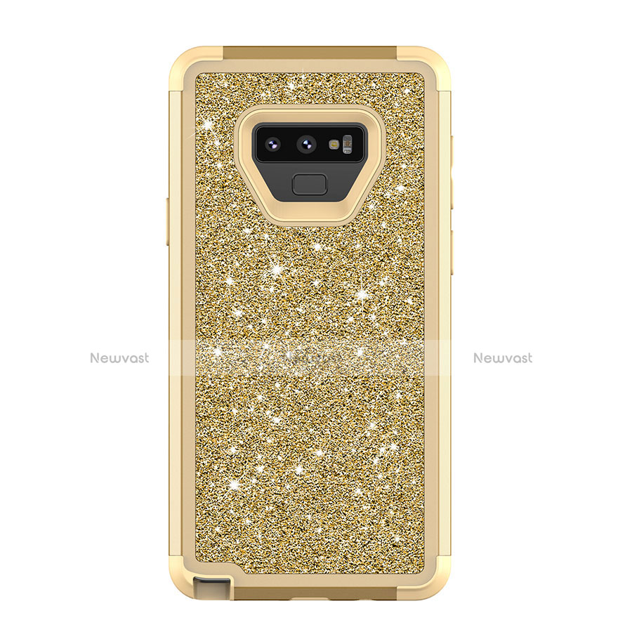 Silicone Matte Finish and Plastic Back Cover Case 360 Degrees Bling-Bling for Samsung Galaxy Note 9