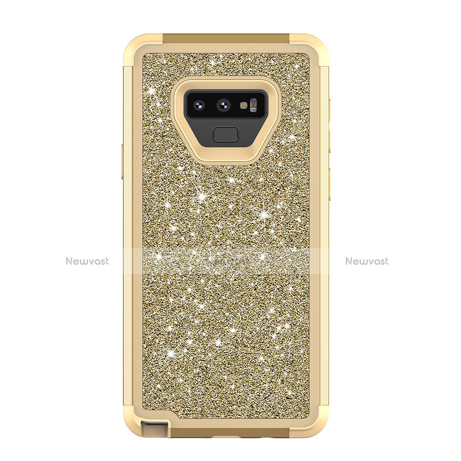 Silicone Matte Finish and Plastic Back Cover Case 360 Degrees Bling-Bling for Samsung Galaxy Note 9 Mixed