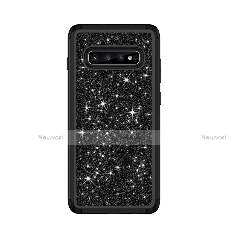 Silicone Matte Finish and Plastic Back Cover Case 360 Degrees Bling-Bling for Samsung Galaxy S10