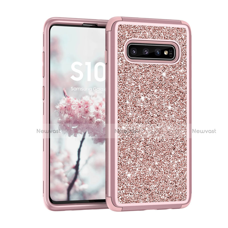 Silicone Matte Finish and Plastic Back Cover Case 360 Degrees Bling-Bling for Samsung Galaxy S10