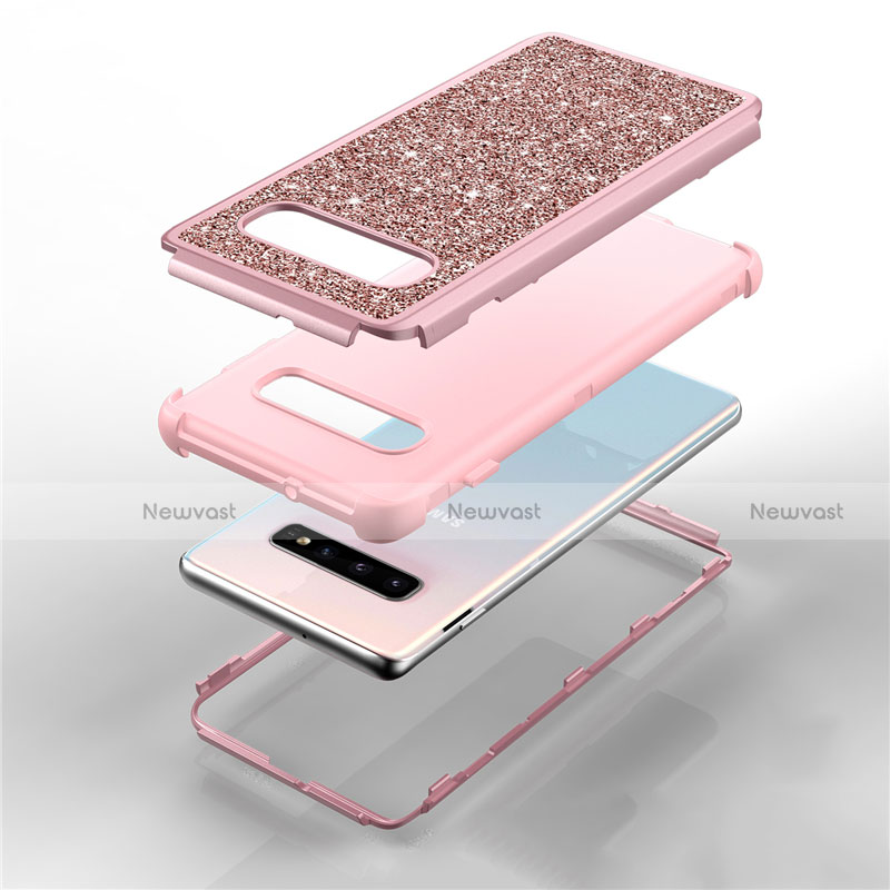 Silicone Matte Finish and Plastic Back Cover Case 360 Degrees Bling-Bling for Samsung Galaxy S10 5G