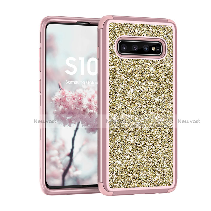 Silicone Matte Finish and Plastic Back Cover Case 360 Degrees Bling-Bling for Samsung Galaxy S10 5G Pink