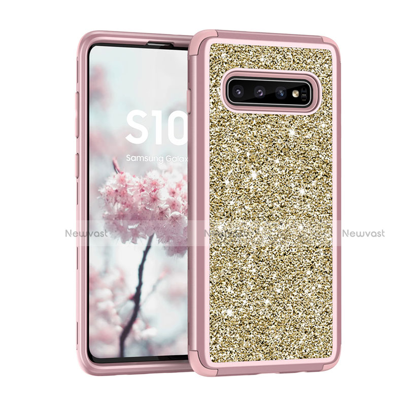 Silicone Matte Finish and Plastic Back Cover Case 360 Degrees Bling-Bling for Samsung Galaxy S10