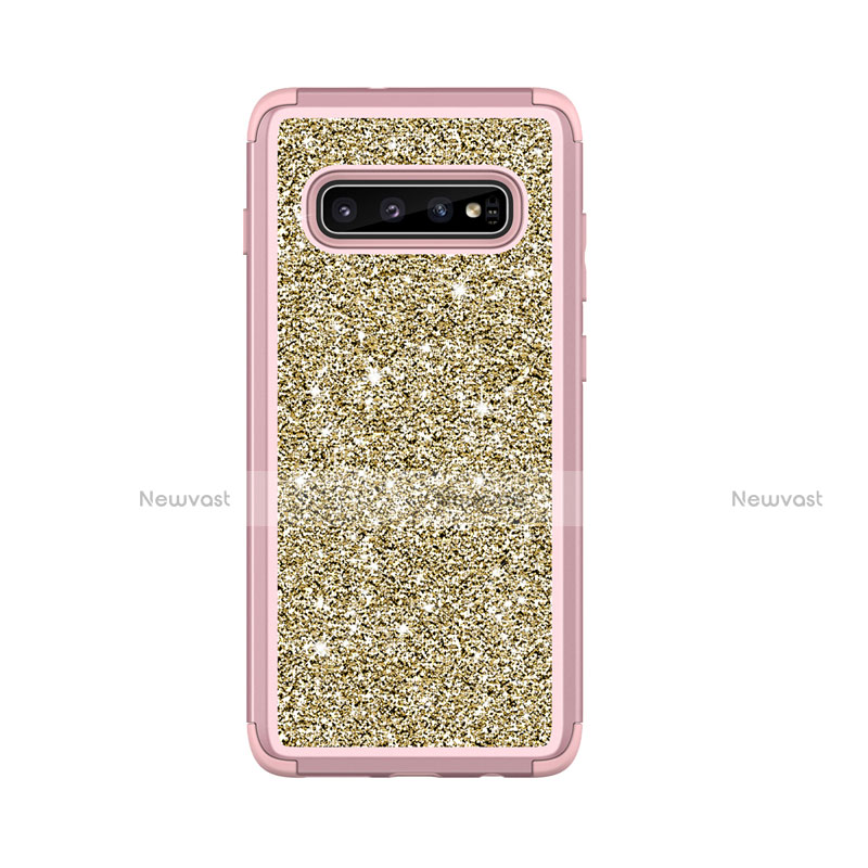 Silicone Matte Finish and Plastic Back Cover Case 360 Degrees Bling-Bling for Samsung Galaxy S10