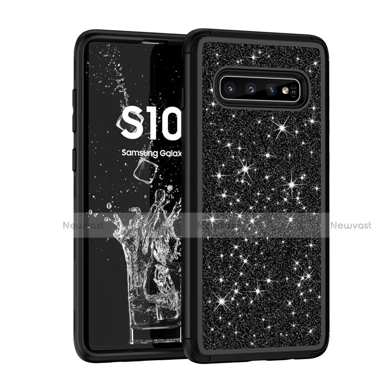 Silicone Matte Finish and Plastic Back Cover Case 360 Degrees Bling-Bling for Samsung Galaxy S10 Plus