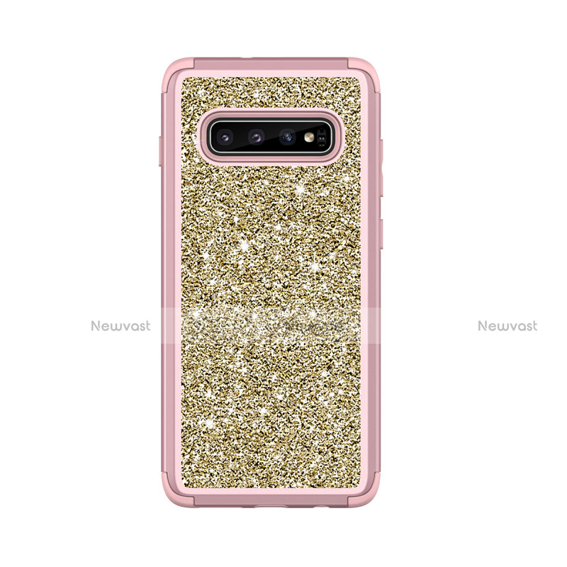 Silicone Matte Finish and Plastic Back Cover Case 360 Degrees Bling-Bling for Samsung Galaxy S10 Plus