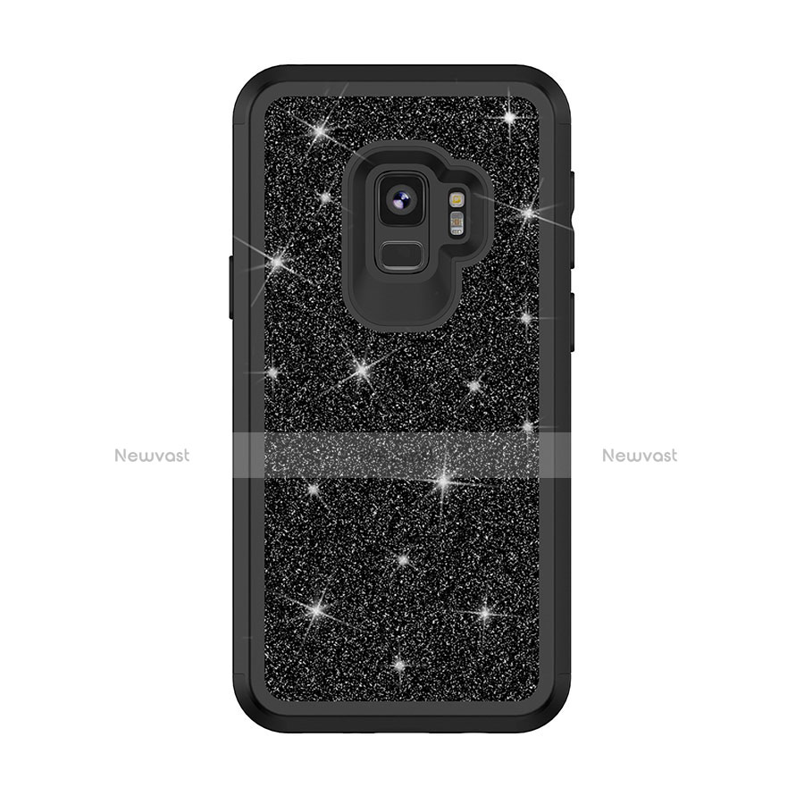 Silicone Matte Finish and Plastic Back Cover Case 360 Degrees Bling-Bling for Samsung Galaxy S9