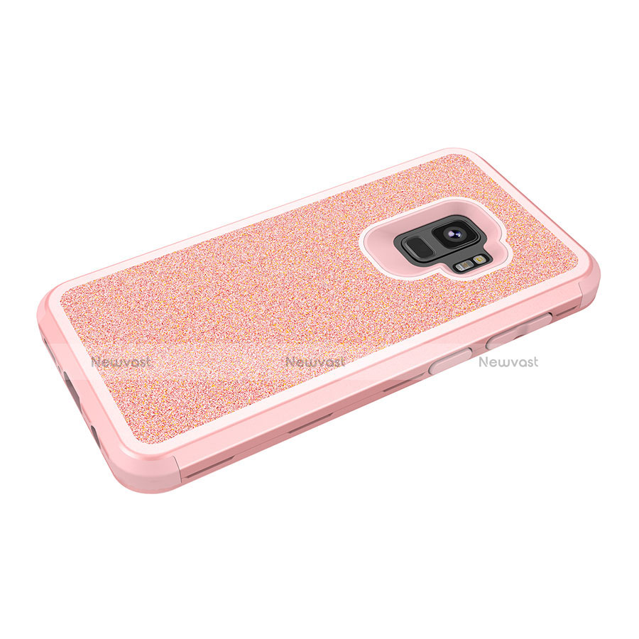 Silicone Matte Finish and Plastic Back Cover Case 360 Degrees Bling-Bling for Samsung Galaxy S9