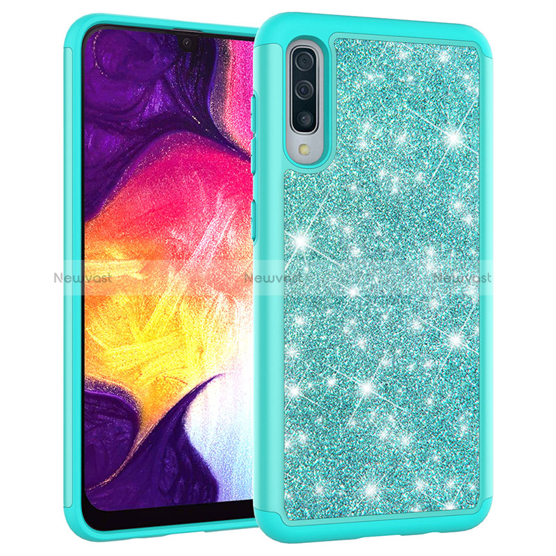 Silicone Matte Finish and Plastic Back Cover Case 360 Degrees Bling-Bling JX1 for Samsung Galaxy A50