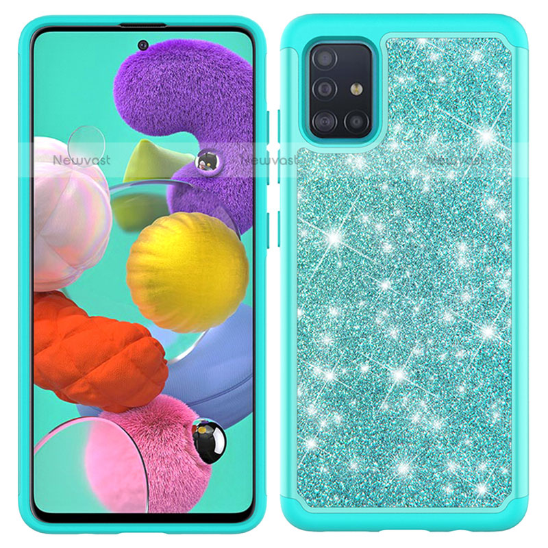 Silicone Matte Finish and Plastic Back Cover Case 360 Degrees Bling-Bling JX1 for Samsung Galaxy A51 4G