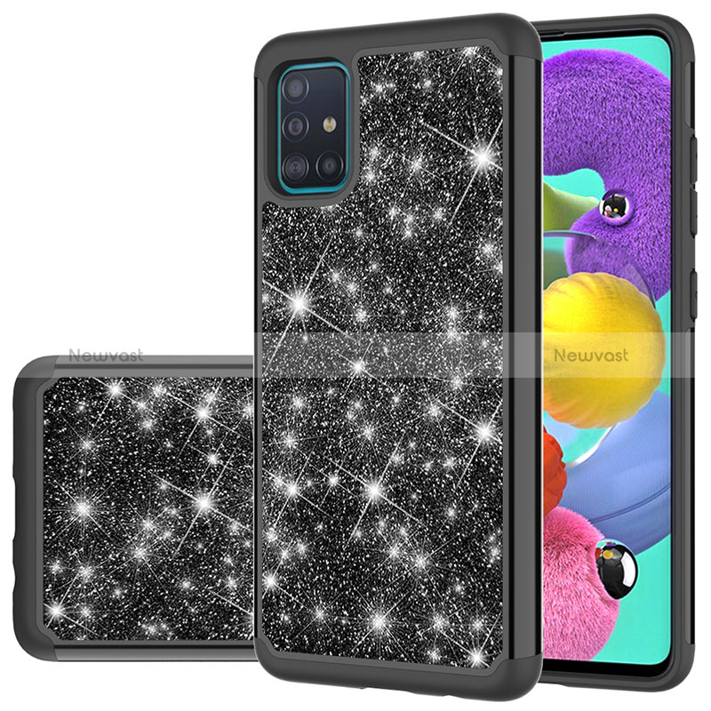 Silicone Matte Finish and Plastic Back Cover Case 360 Degrees Bling-Bling JX1 for Samsung Galaxy A51 5G