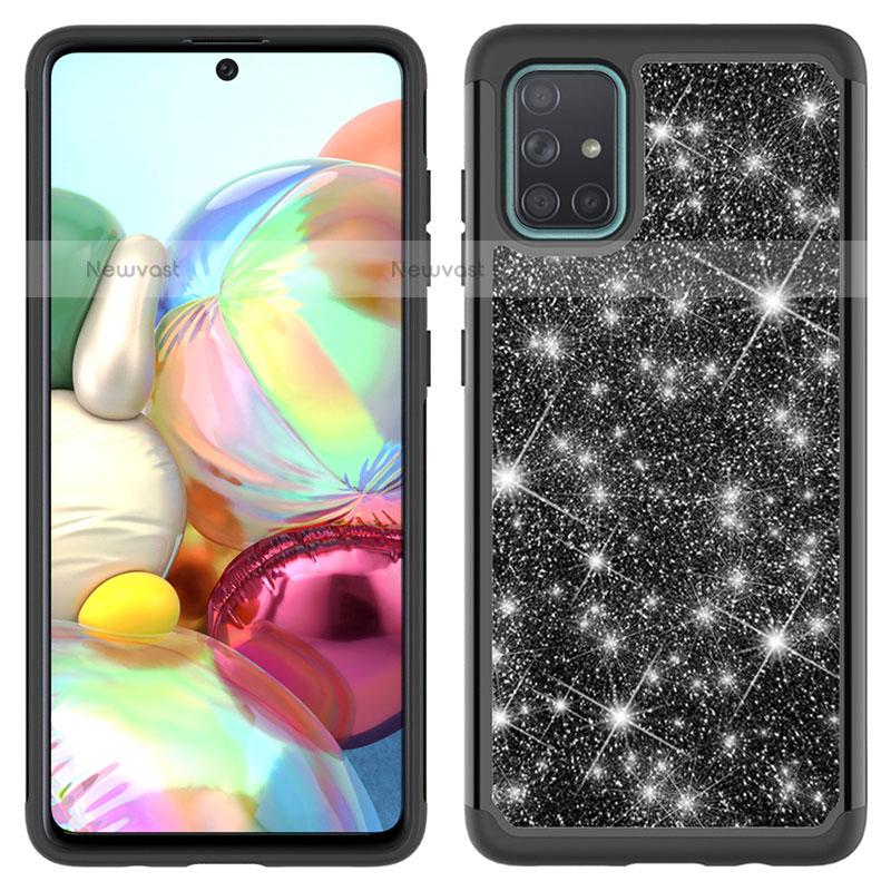 Silicone Matte Finish and Plastic Back Cover Case 360 Degrees Bling-Bling JX1 for Samsung Galaxy A71 4G A715