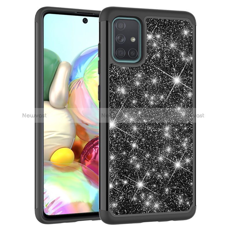 Silicone Matte Finish and Plastic Back Cover Case 360 Degrees Bling-Bling JX1 for Samsung Galaxy A71 5G