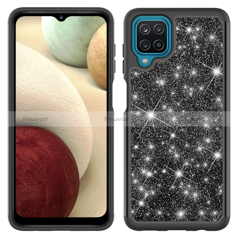 Silicone Matte Finish and Plastic Back Cover Case 360 Degrees Bling-Bling JX1 for Samsung Galaxy M12
