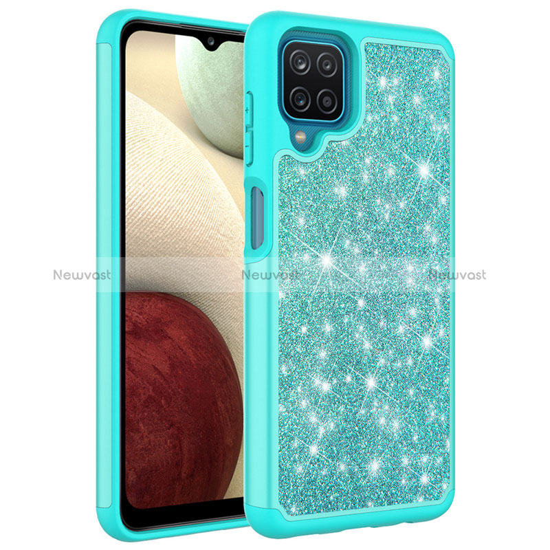 Silicone Matte Finish and Plastic Back Cover Case 360 Degrees Bling-Bling JX1 for Samsung Galaxy M12