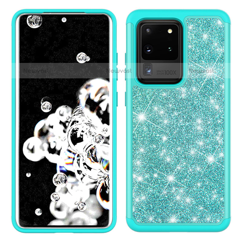 Silicone Matte Finish and Plastic Back Cover Case 360 Degrees Bling-Bling JX1 for Samsung Galaxy S20 Ultra