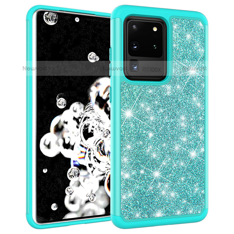 Silicone Matte Finish and Plastic Back Cover Case 360 Degrees Bling-Bling JX1 for Samsung Galaxy S20 Ultra 5G