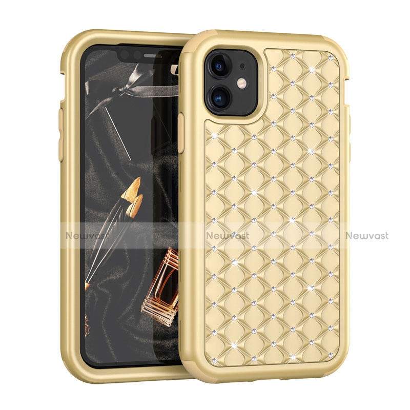 Silicone Matte Finish and Plastic Back Cover Case 360 Degrees Bling-Bling U01 for Apple iPhone 11