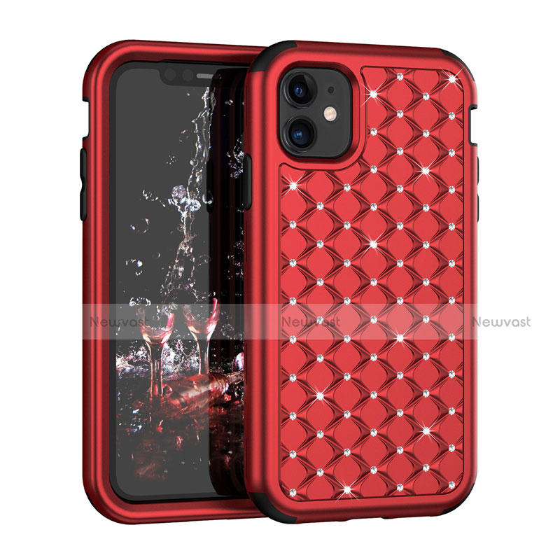 Silicone Matte Finish and Plastic Back Cover Case 360 Degrees Bling-Bling U01 for Apple iPhone 11