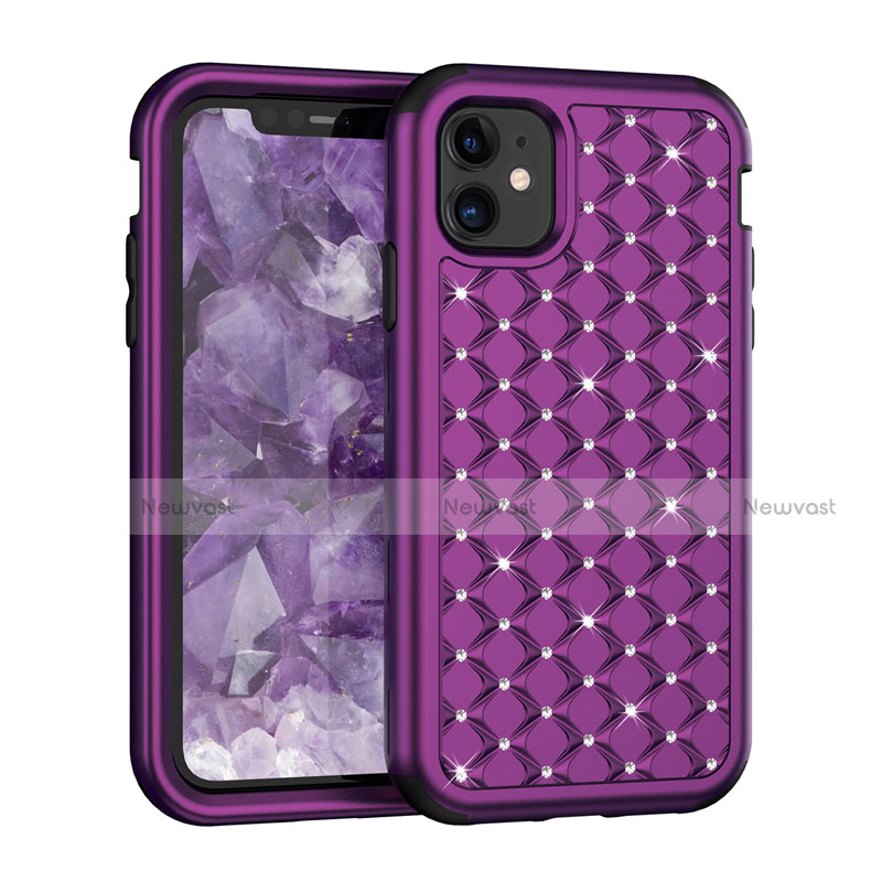 Silicone Matte Finish and Plastic Back Cover Case 360 Degrees Bling-Bling U01 for Apple iPhone 11