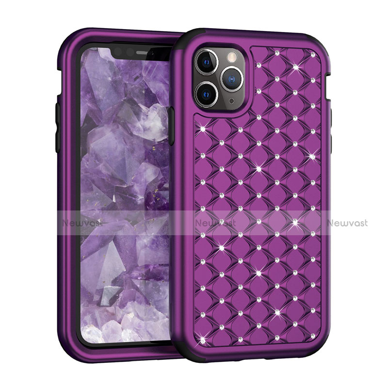 Silicone Matte Finish and Plastic Back Cover Case 360 Degrees Bling-Bling U01 for Apple iPhone 11 Pro