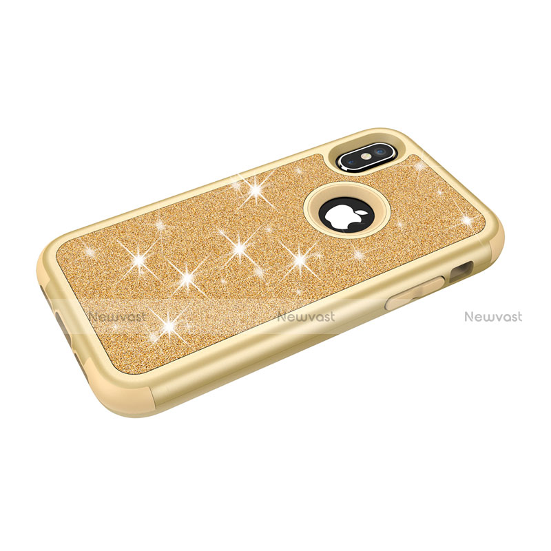 Silicone Matte Finish and Plastic Back Cover Case 360 Degrees Bling-Bling U01 for Apple iPhone X